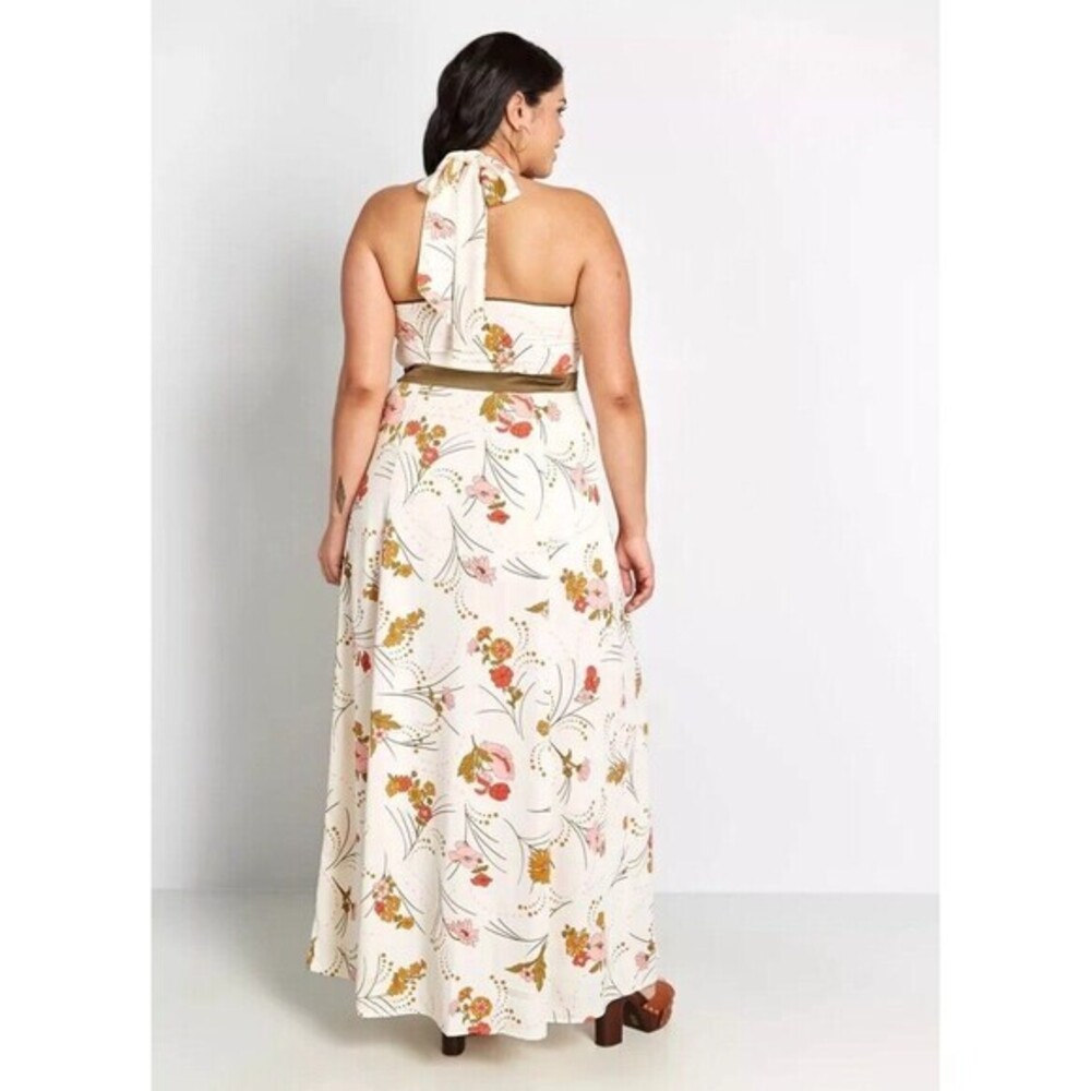 Modcloth NWT Women's White Floral Nostalgia Queen Halter Maxi Dress Plus Size 22 - Picture 2 of 13